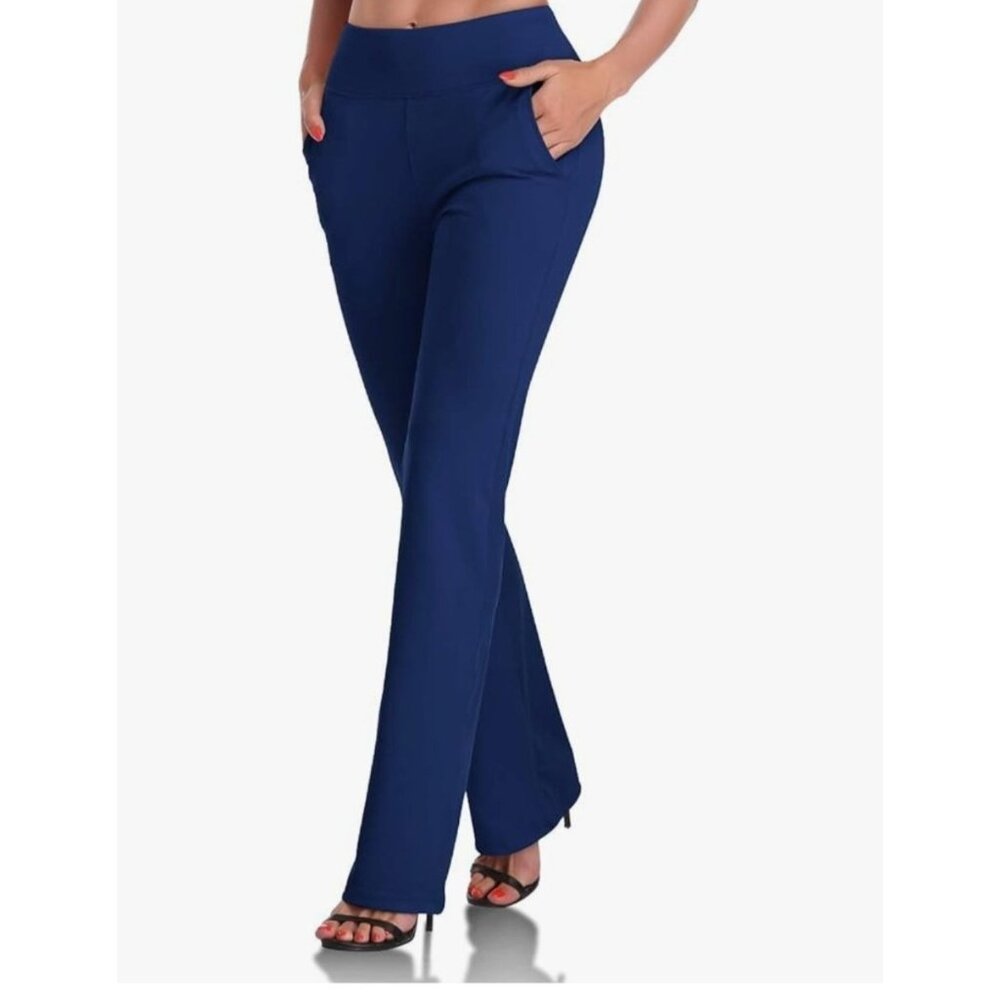 DaYoung Womens High Waist Stretch Flare Pants Size XXL Navy Blue Comfortable